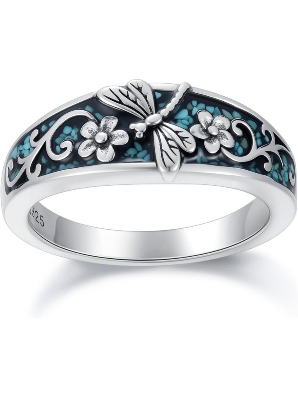 Handcrafted 925 Sterling Silver Natural Turquoise Ring, Sizes 7-9, Boho Chic